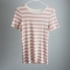 Pink and white striped tee